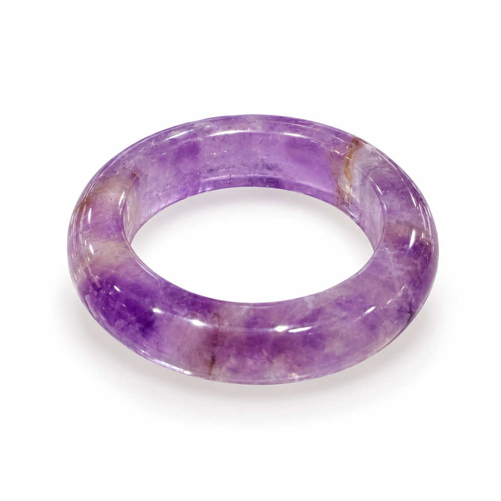 Amethyst Natural Stone Ring – Polished Crystal Band