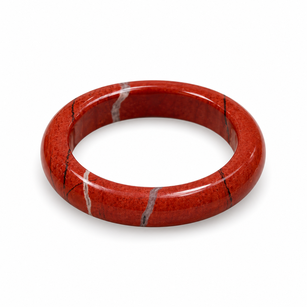 Red Jasper Natural Stone Ring – Polished Crystal Band