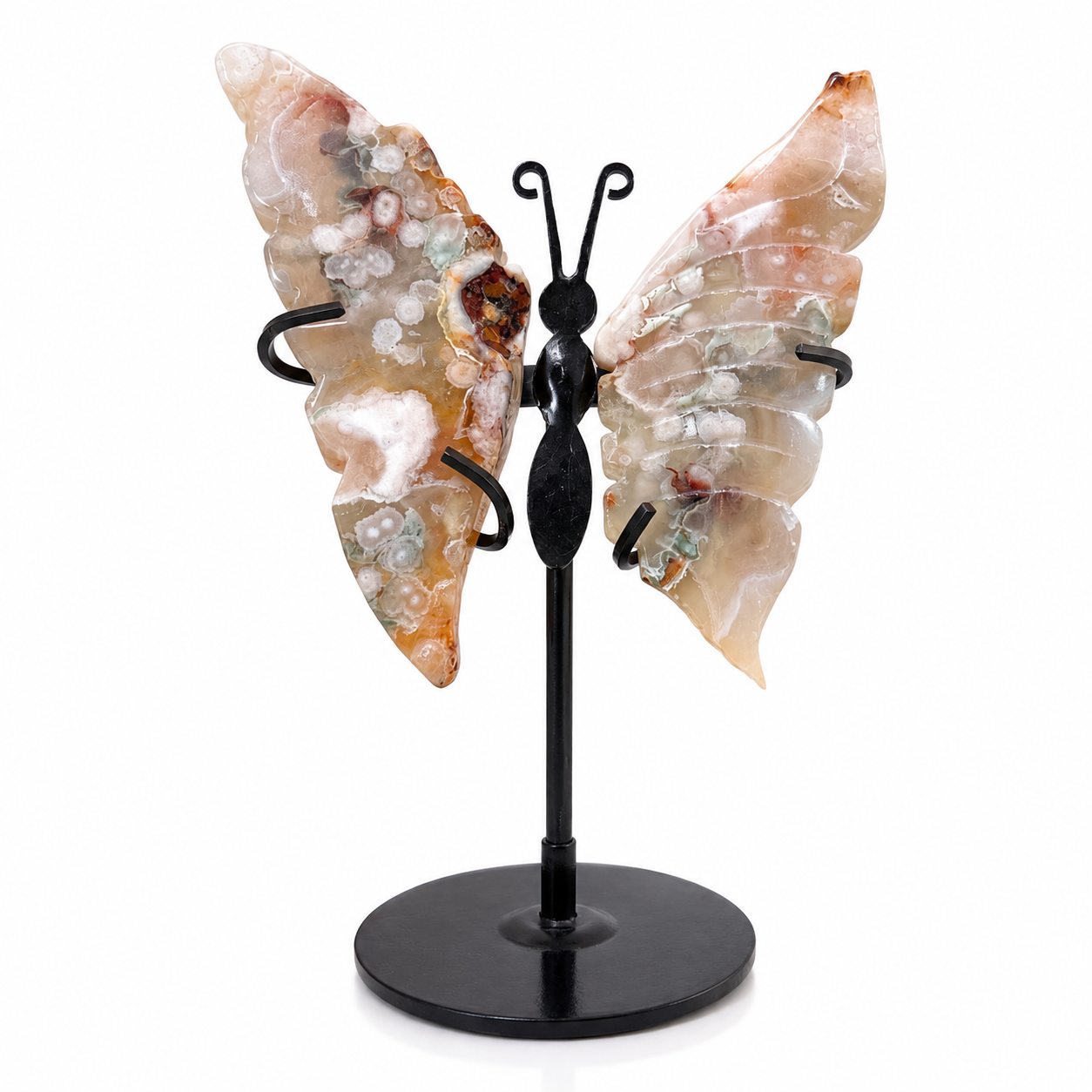 Ocean Jasper Butterfly on Metal Stand