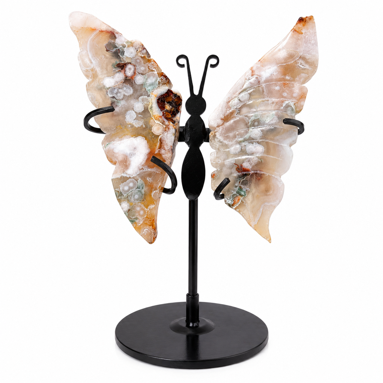 Ocean Jasper Butterfly on Metal Stand