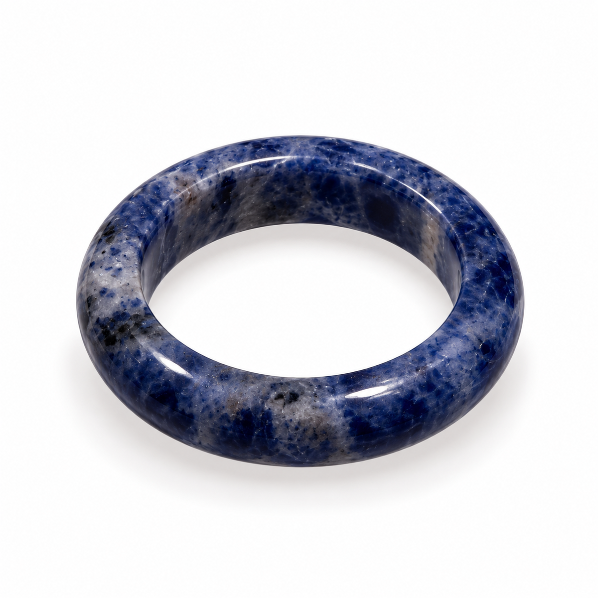 Sodalite Natural Stone Ring – Polished Crystal Band