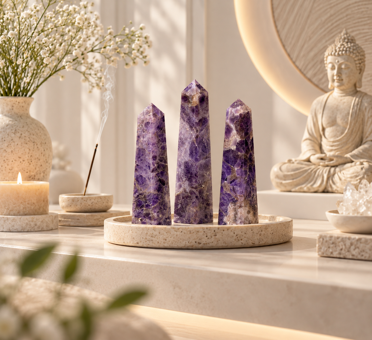 Chevron Amethyst Crystal Tower
