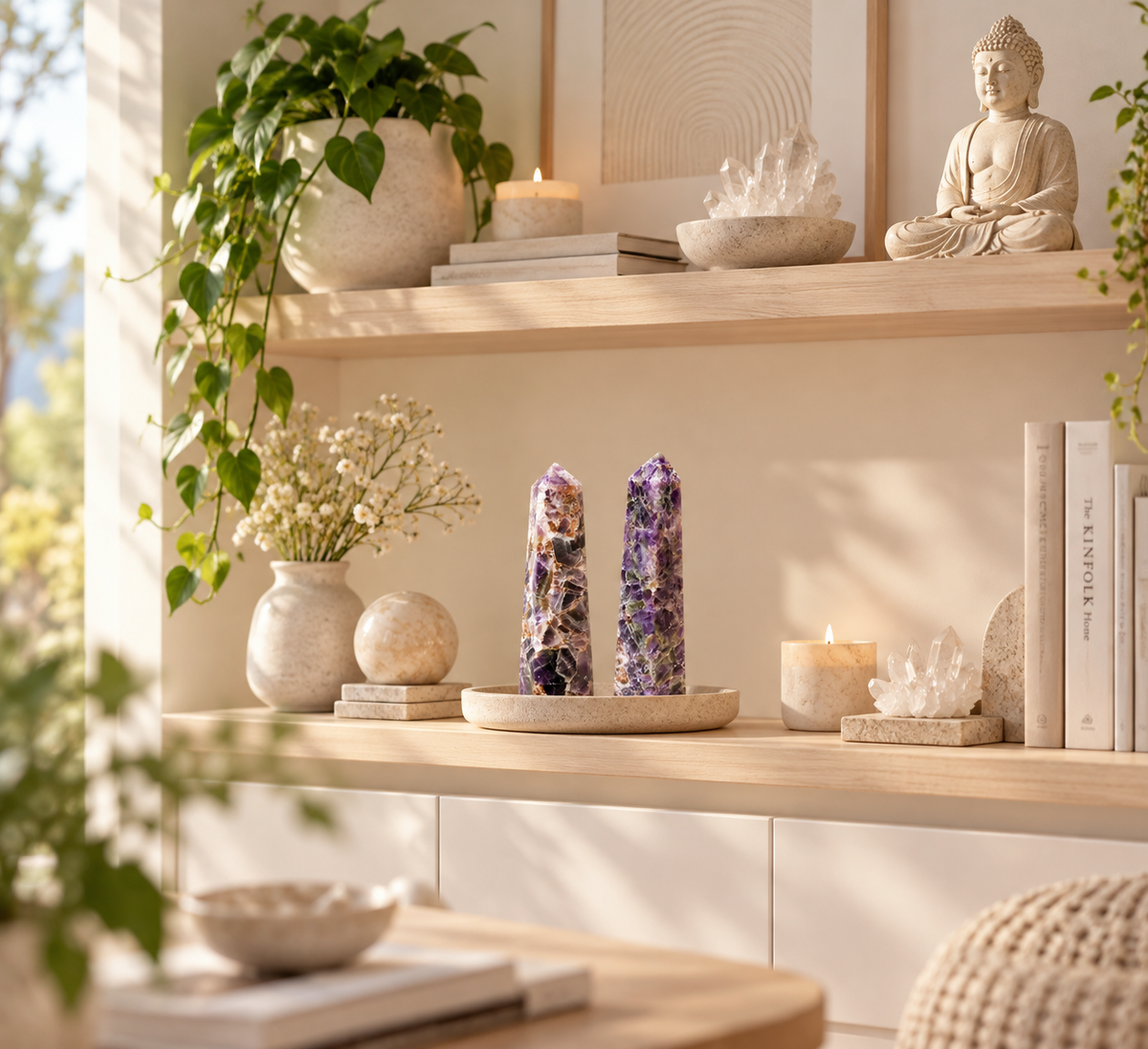 Chevron Amethyst Crystal Tower