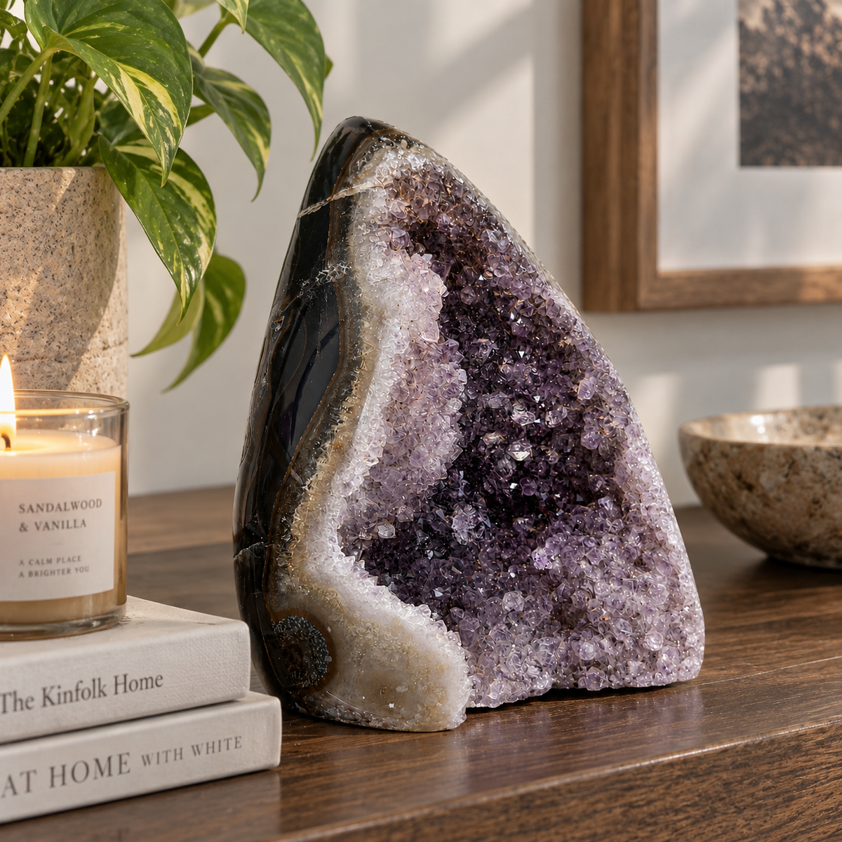 Natural Amethyst & Agate Druzy Freeform – Crystal Specimen