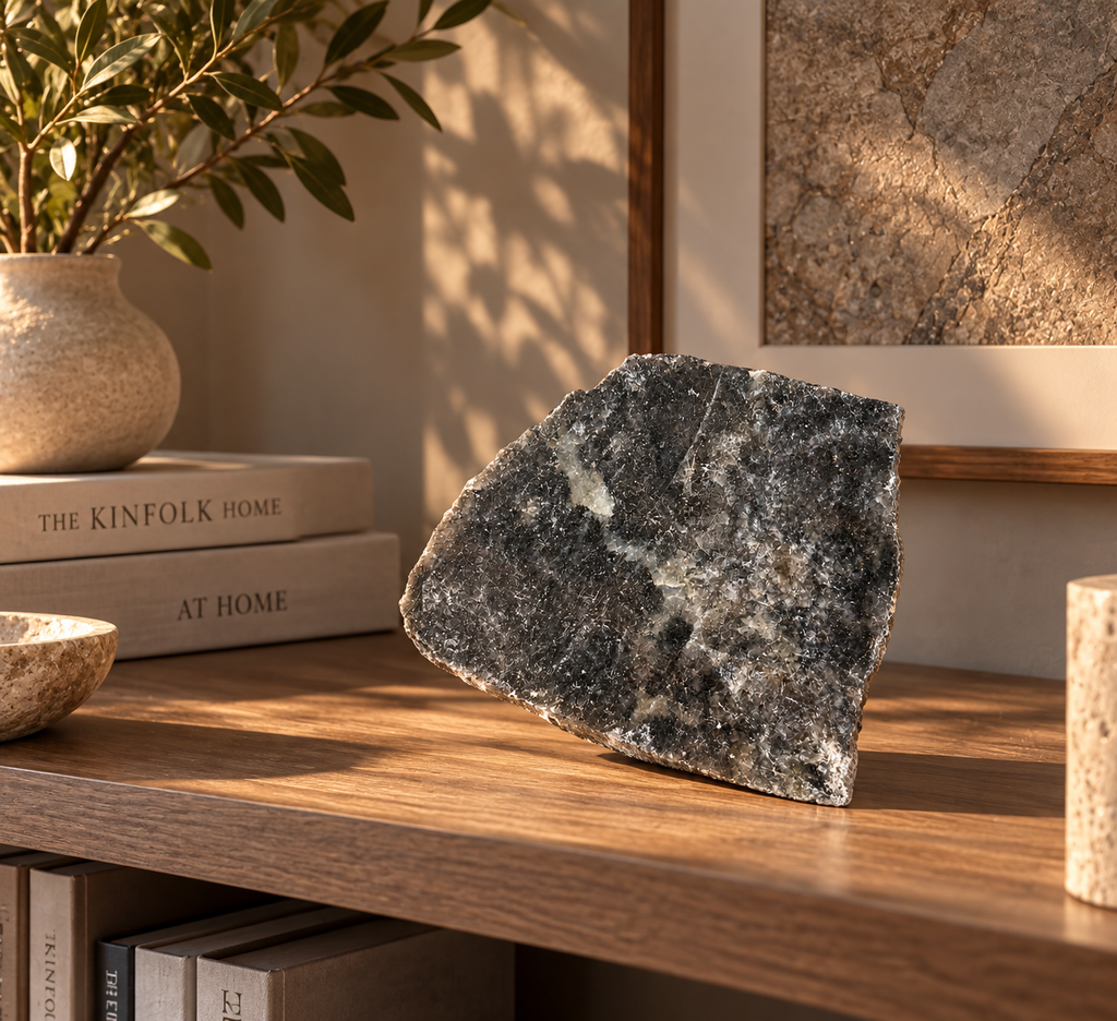 Black Tourmaline in Quartz Slab