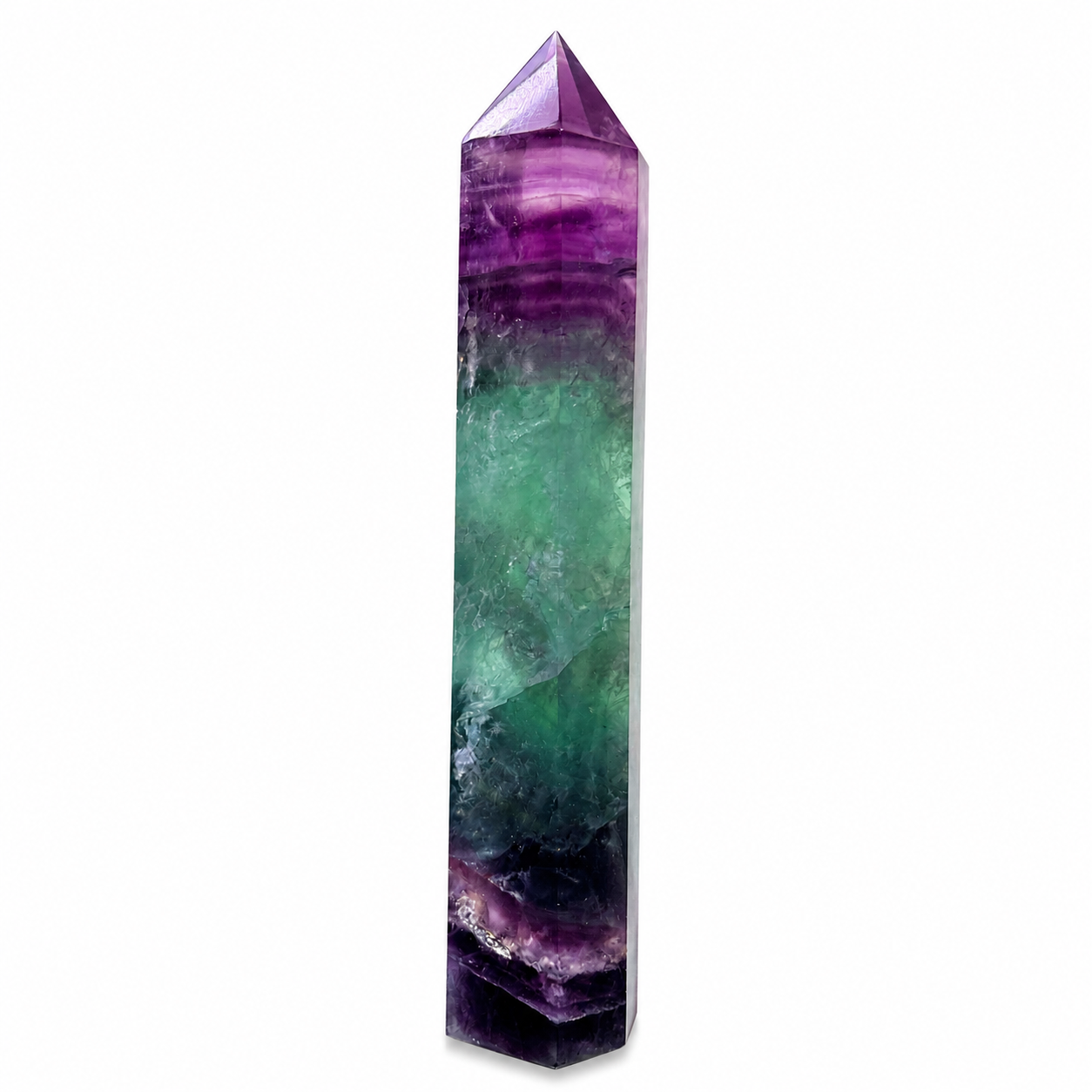 Fluorite Tower – Purple & Green Crystal Point