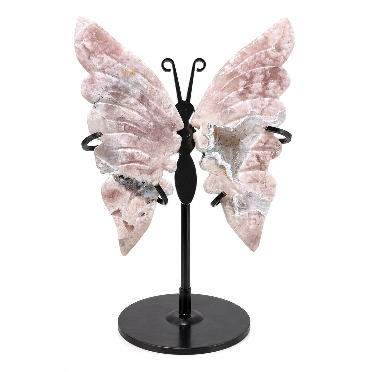 Pink Amethyst Butterfly on Metal Stand