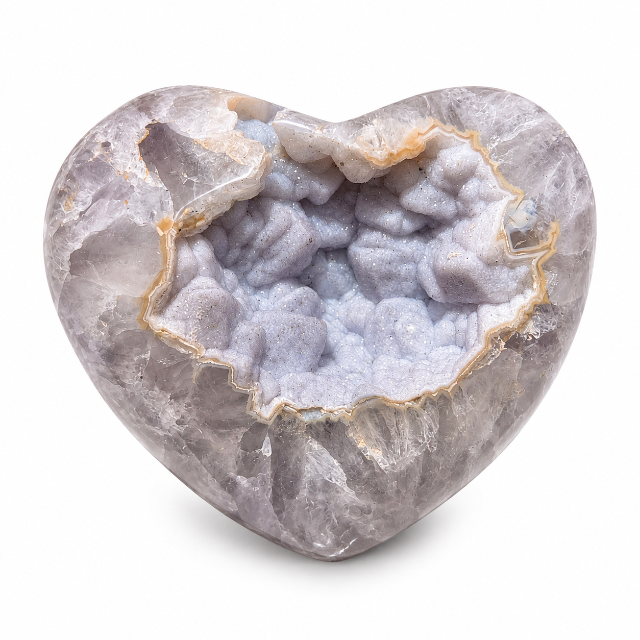 Lavender Druzy Agate Geode Heart