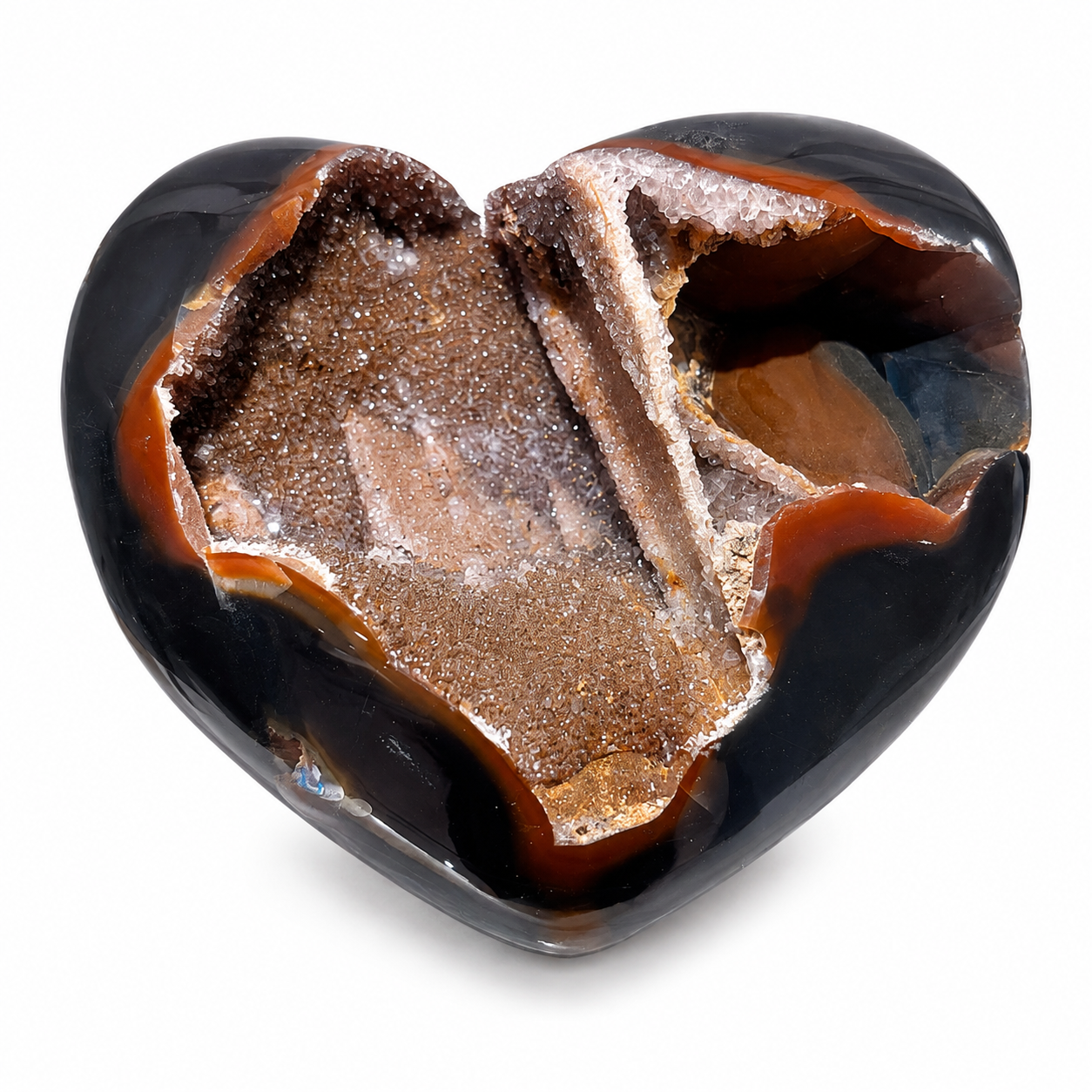 Black Agate Druzy Heart