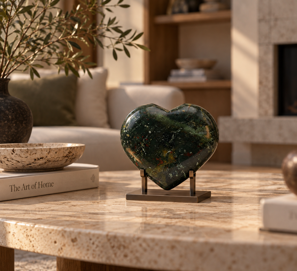 Bloodstone Crystal Heart – Polished Stone