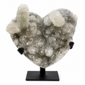 Gray Druzy Quartz Heart on Metal Stand
