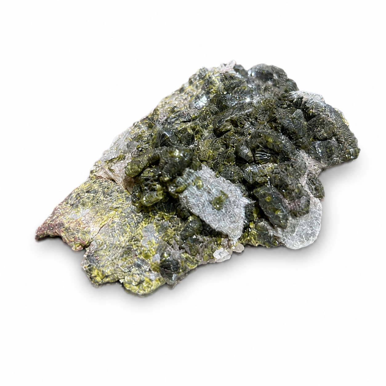 Green Epidote on Quartz Cluster