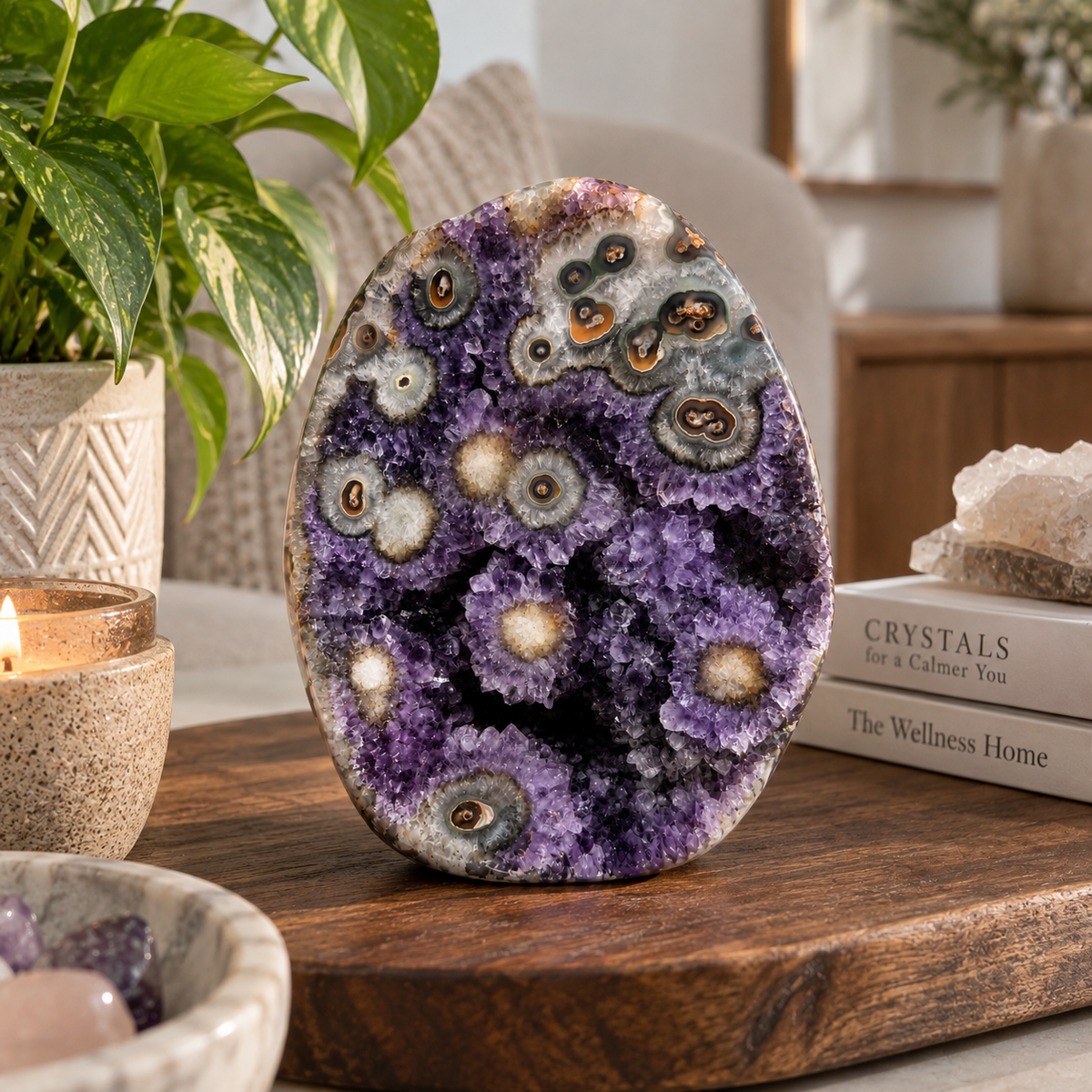 Natural Amethyst & Flower Agate Freeform