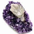 Amethyst Cluster with Calcite Crystal