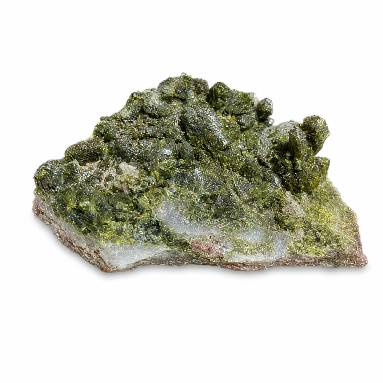 Green Epidote on Quartz Cluster