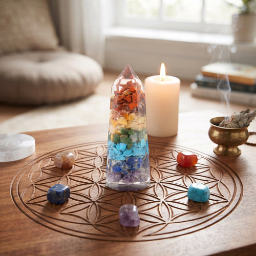 7 Chakra Orgonite Crystal Tower – Energy Obelisk