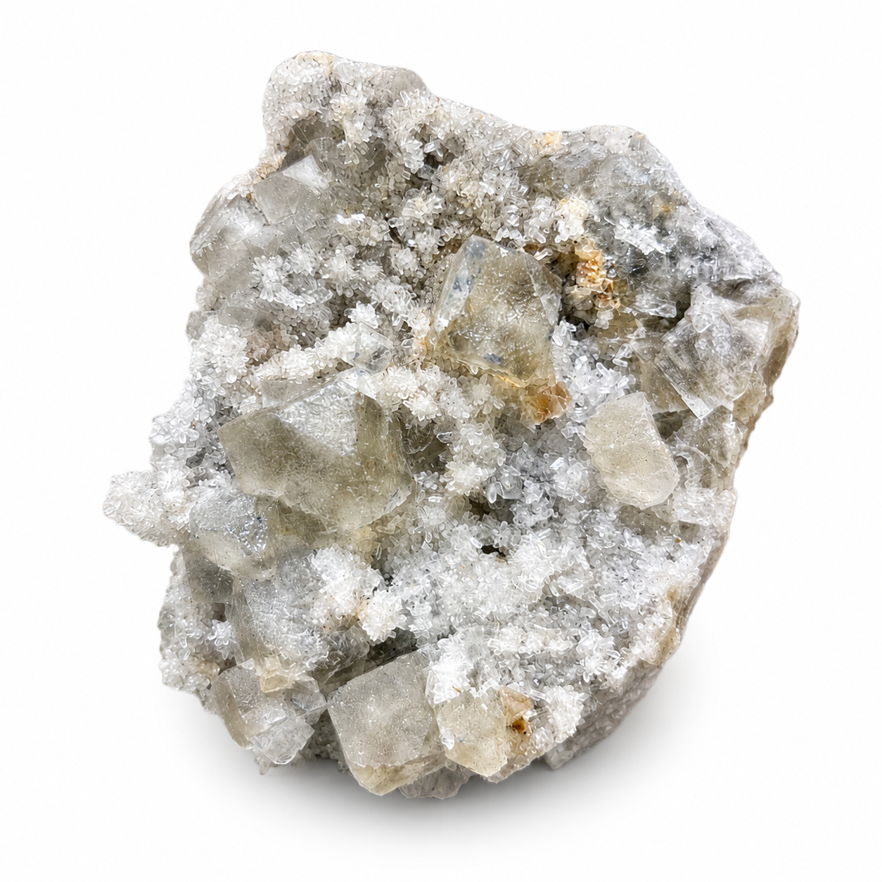 Calcite Crystal Cluster on Druzy Matrix
