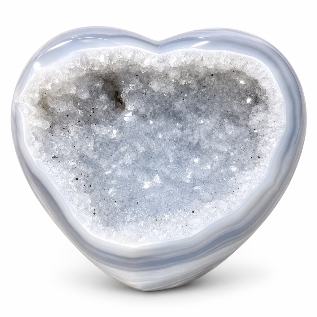 Blue Agate Druzy Heart