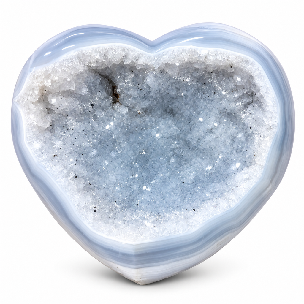 Blue Agate Druzy Heart