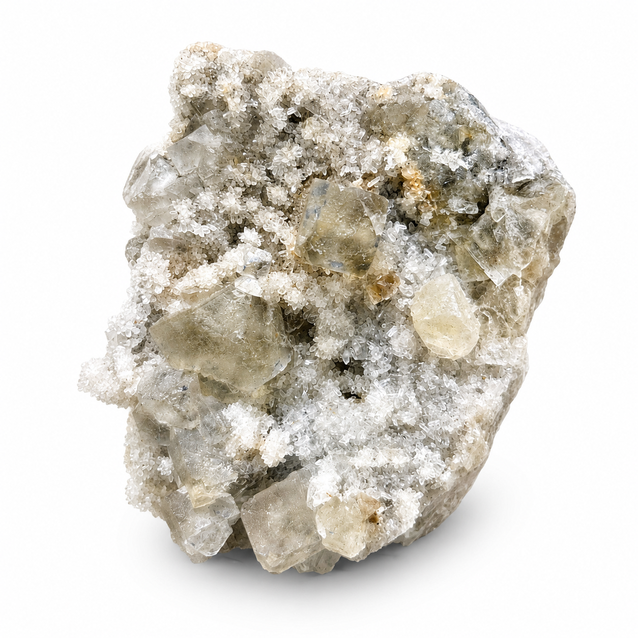 Calcite Crystal Cluster on Druzy Matrix