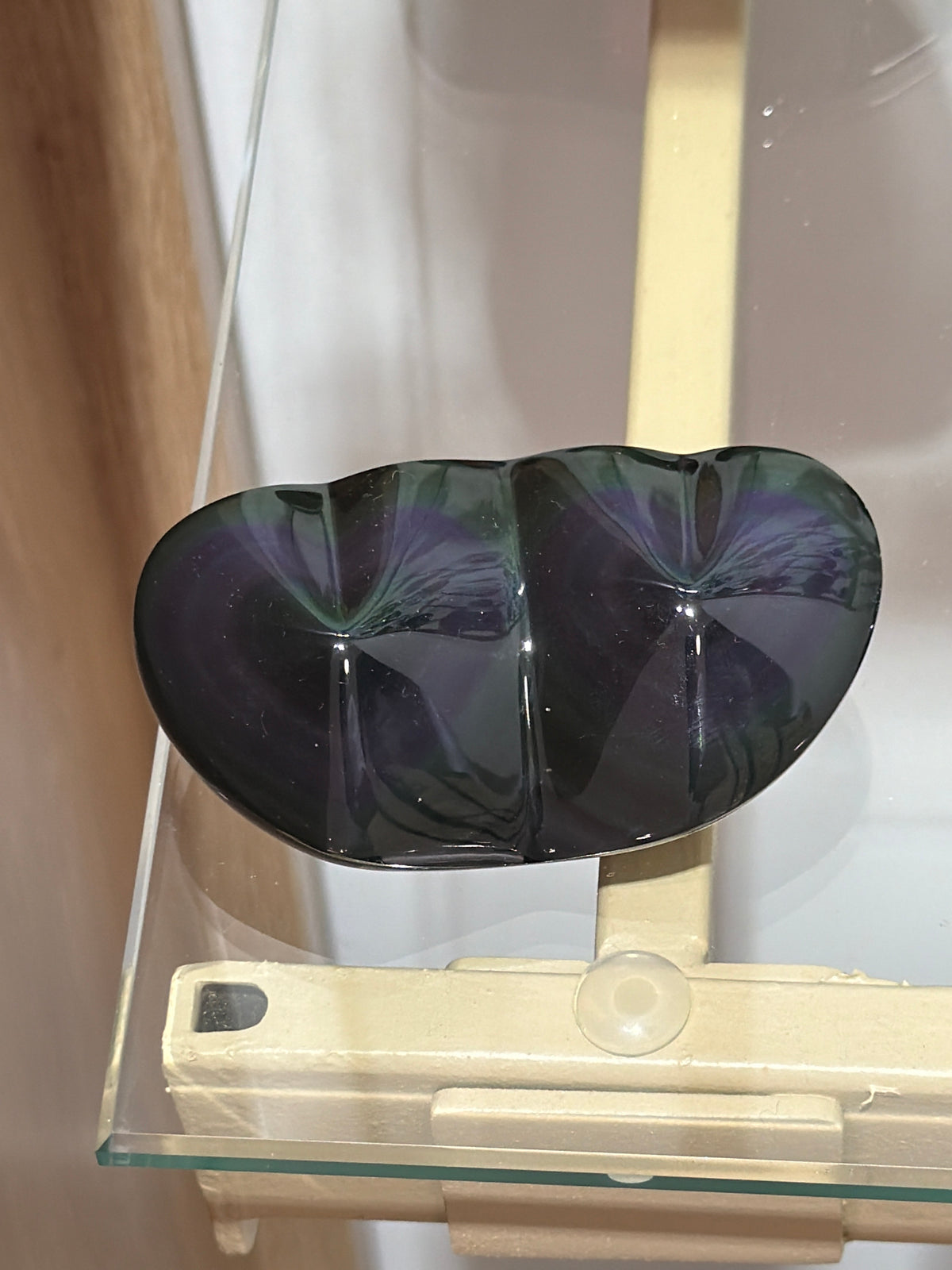 Rainbow Obsidian twin heart carving