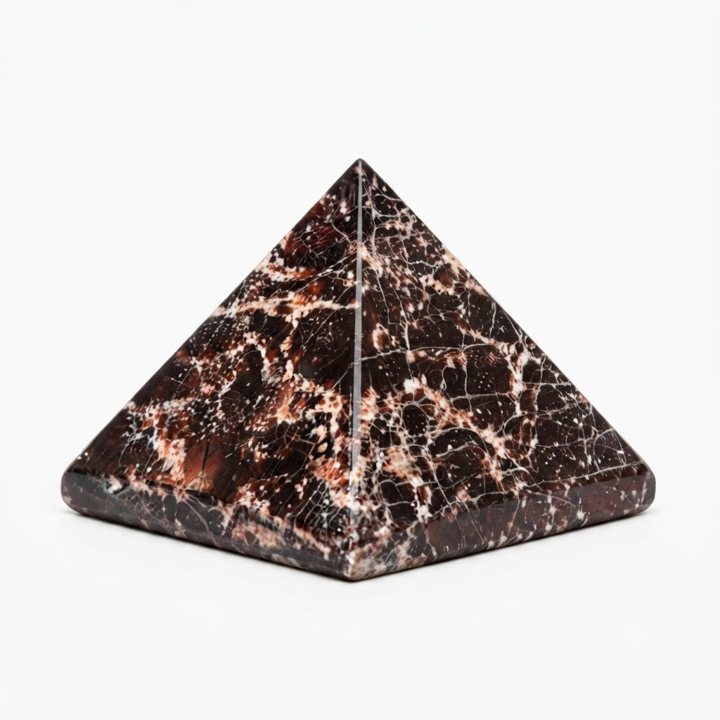 Brown and White Spiderweb Jasper Crystal Pyramid