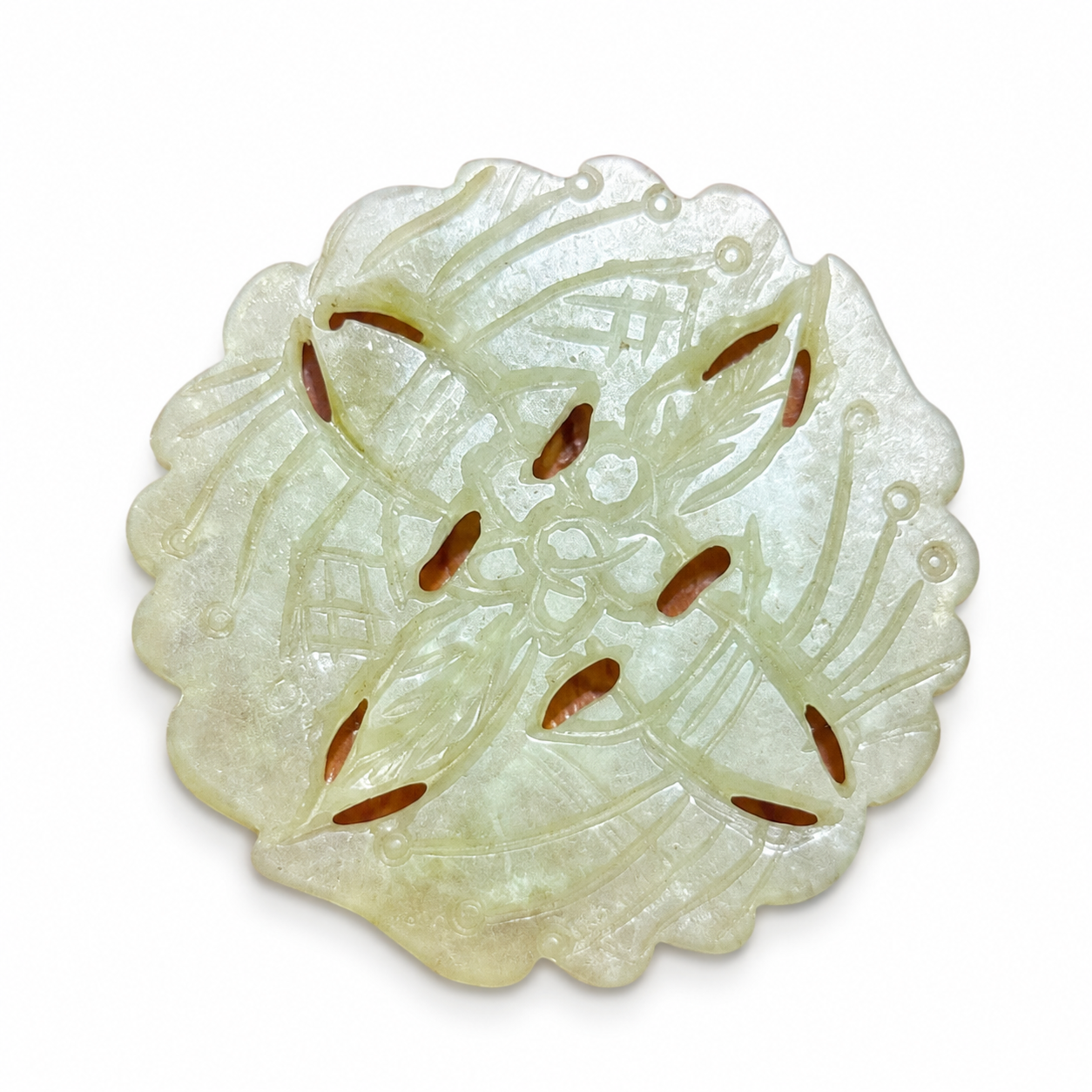 Hand-Carved Jade Floral Pendant