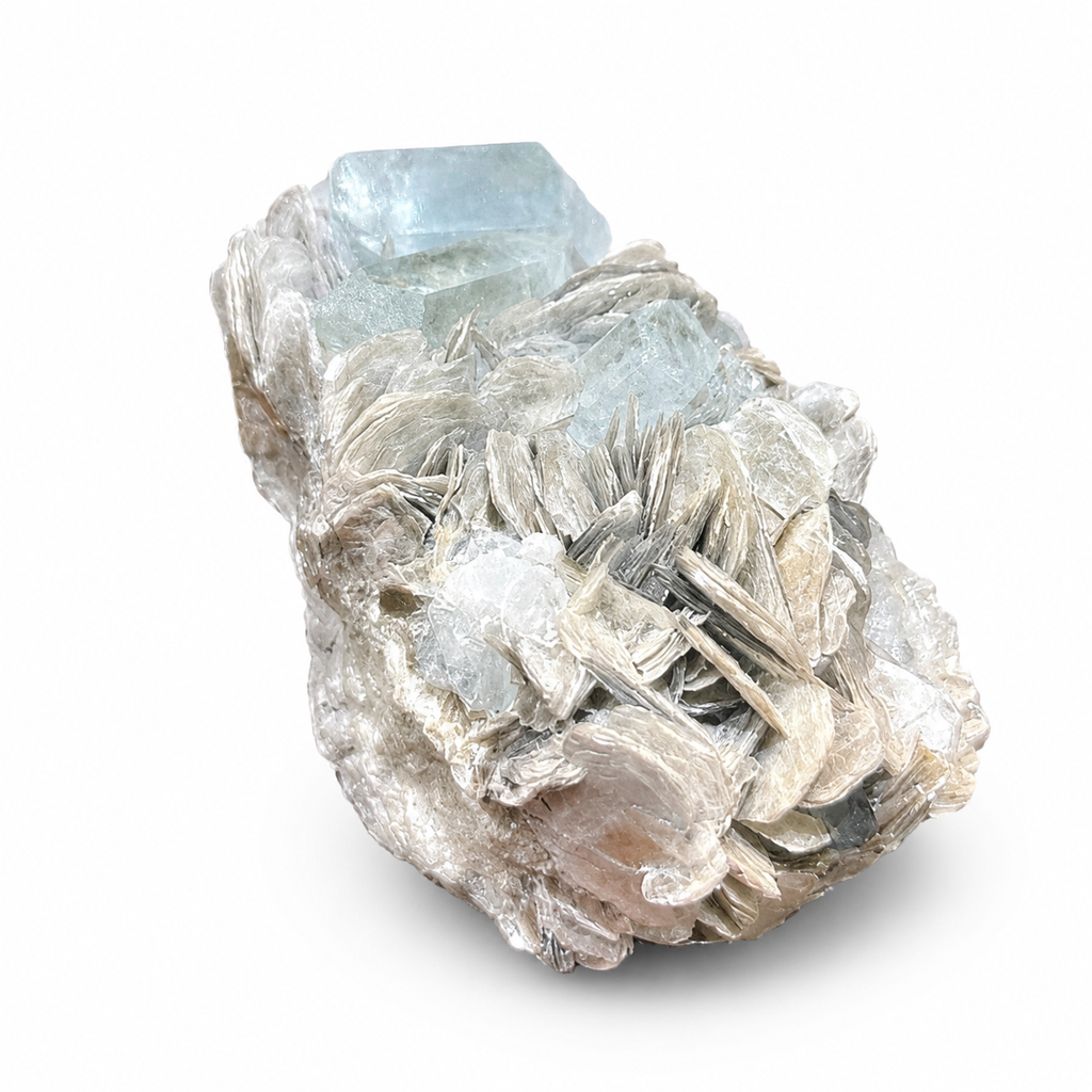 Aquamarine Crystal Cluster with Mica