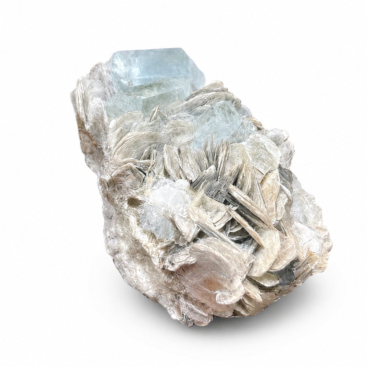 Aquamarine Crystal Cluster with Mica