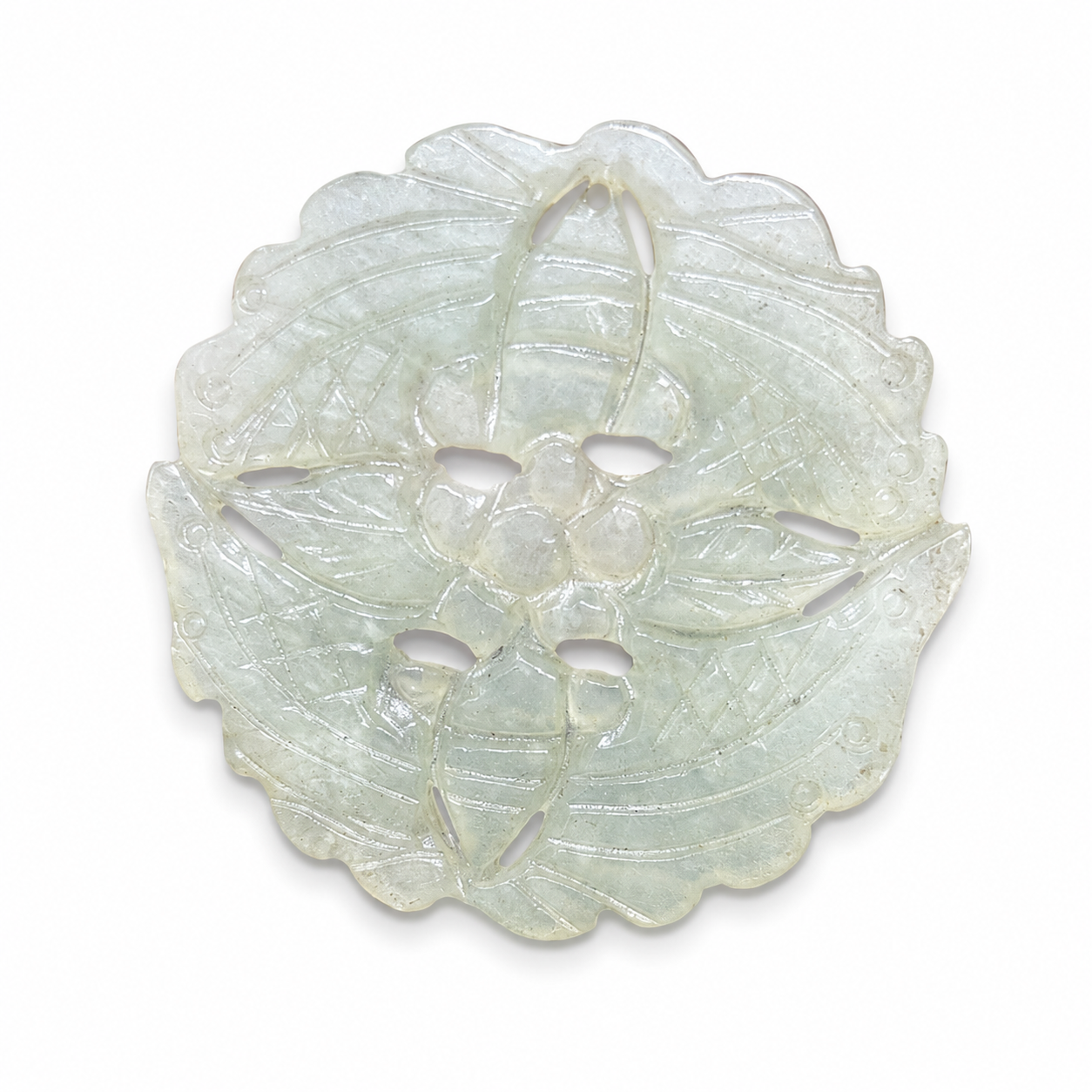 Hand-Carved Jade Floral Pendant