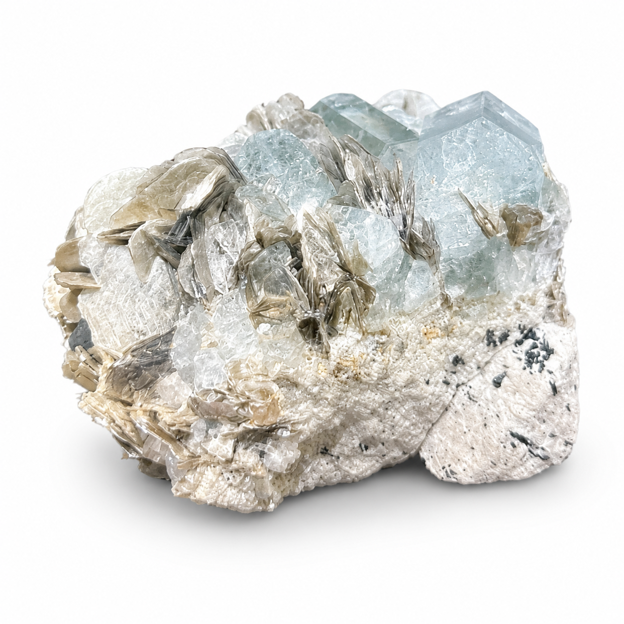 Aquamarine Crystal Cluster with Mica