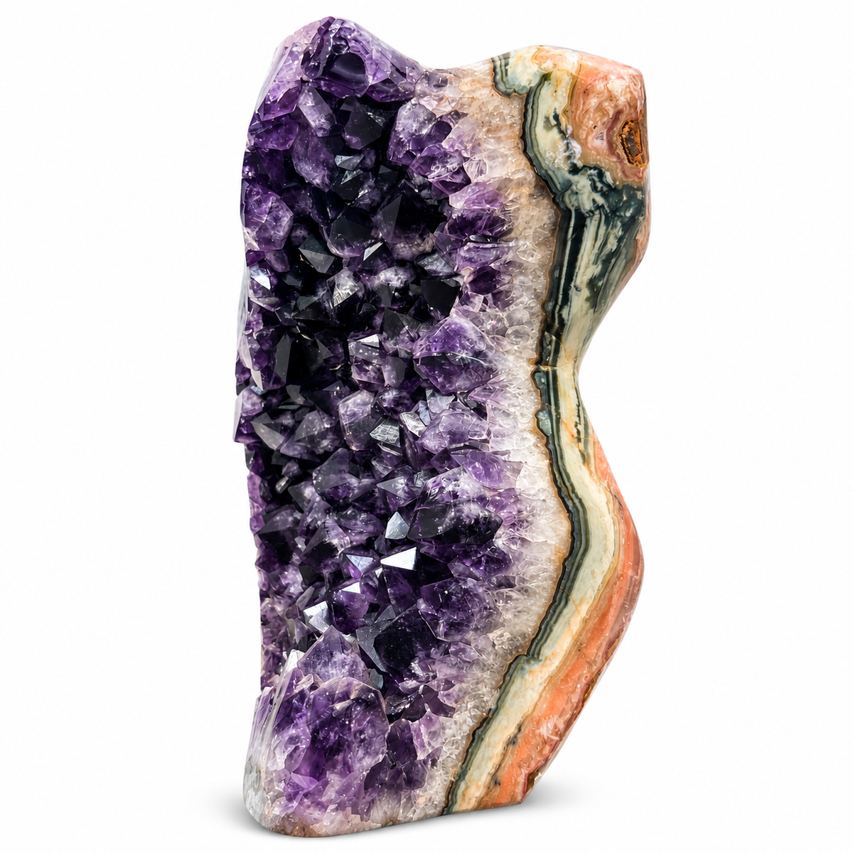 Uruguayan Amethyst Geode with Banded Agate