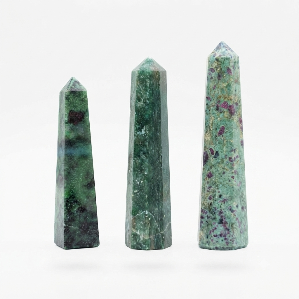 Polished Ruby in Fuchsite & Zoisite Crystal Towers
