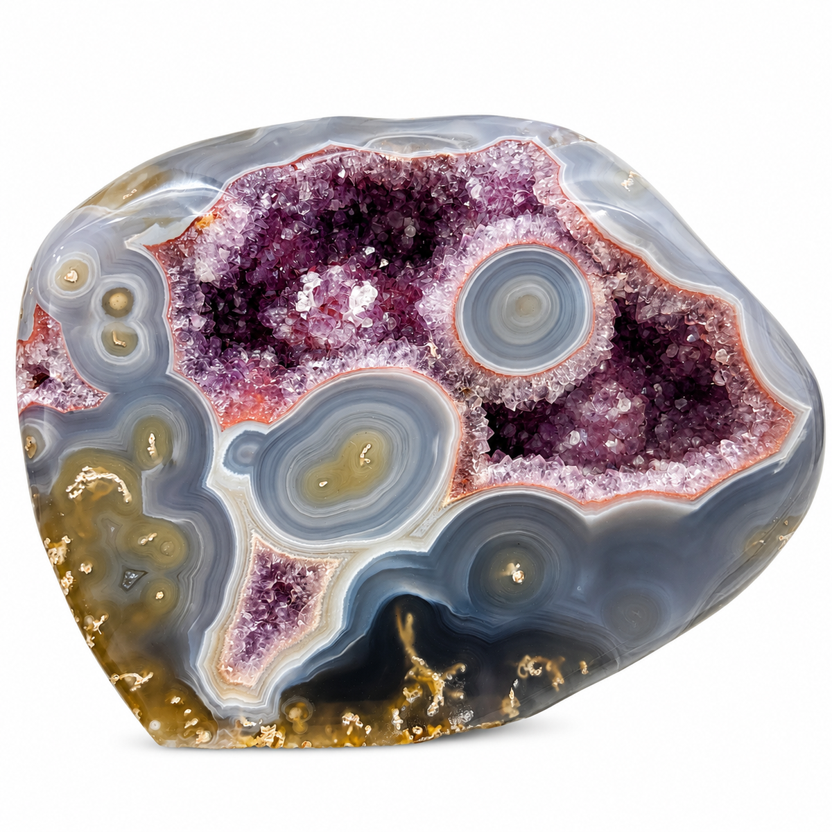 Polished Amethyst & Orbicular Agate