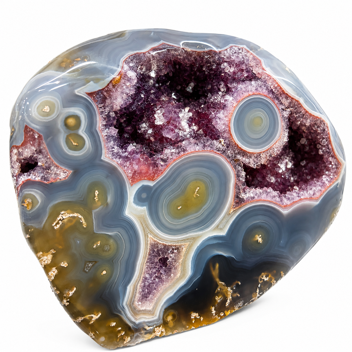 Polished Amethyst & Orbicular Agate