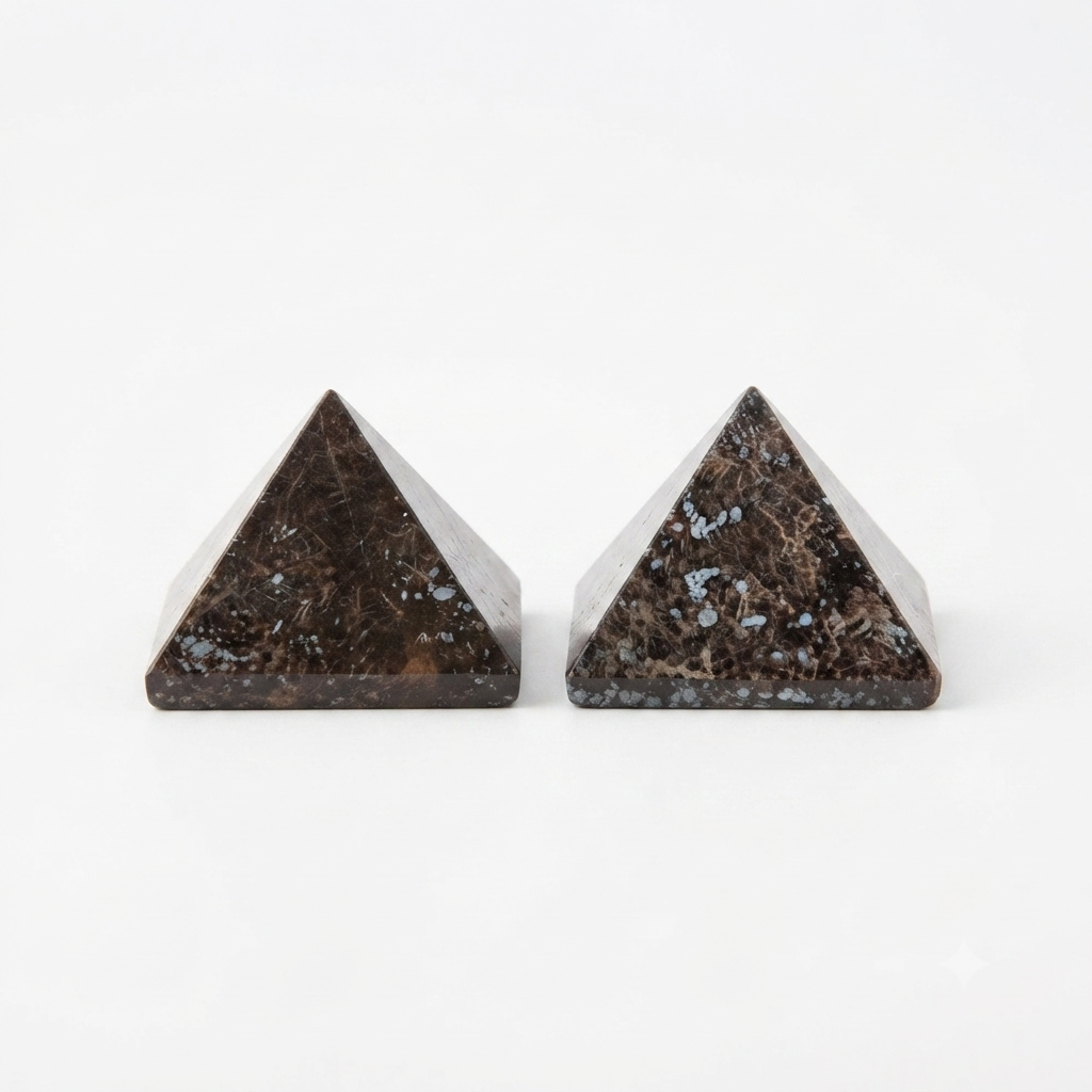 Polished Snowflake Obsidian Crystal Pyramids (Pair)