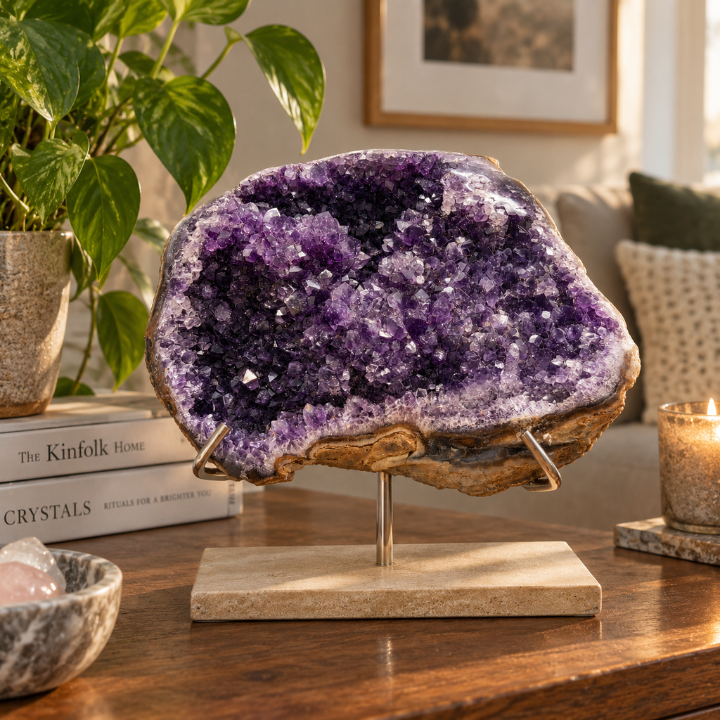Amethyst Geode Display Specimen on Stand