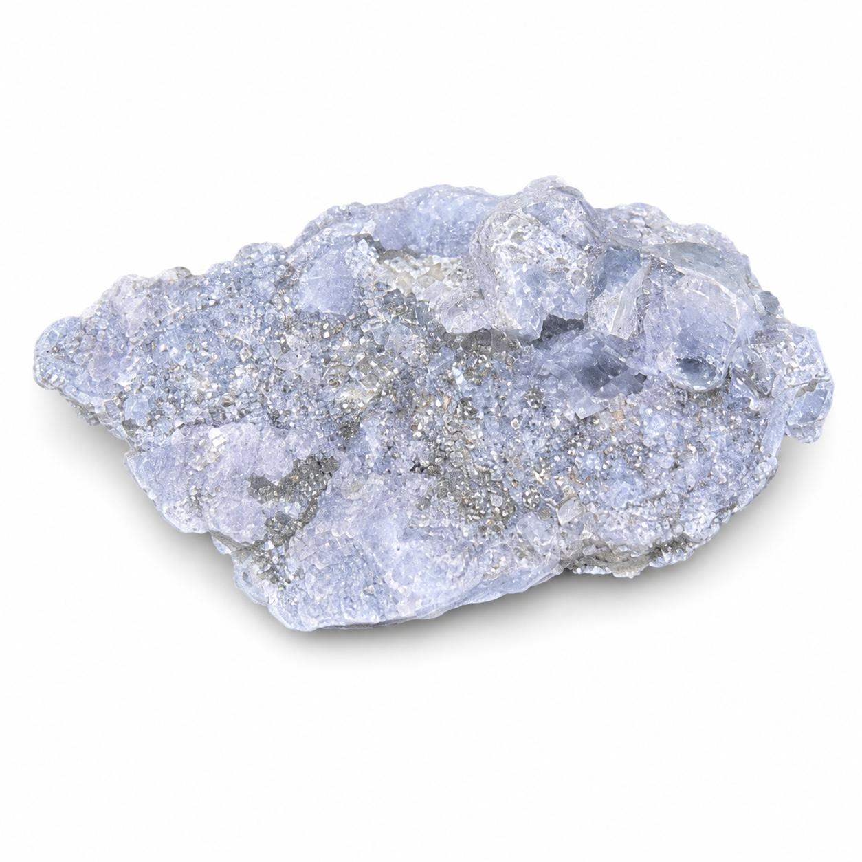 Blue Chalcedony with Druzy Quartz Cluster