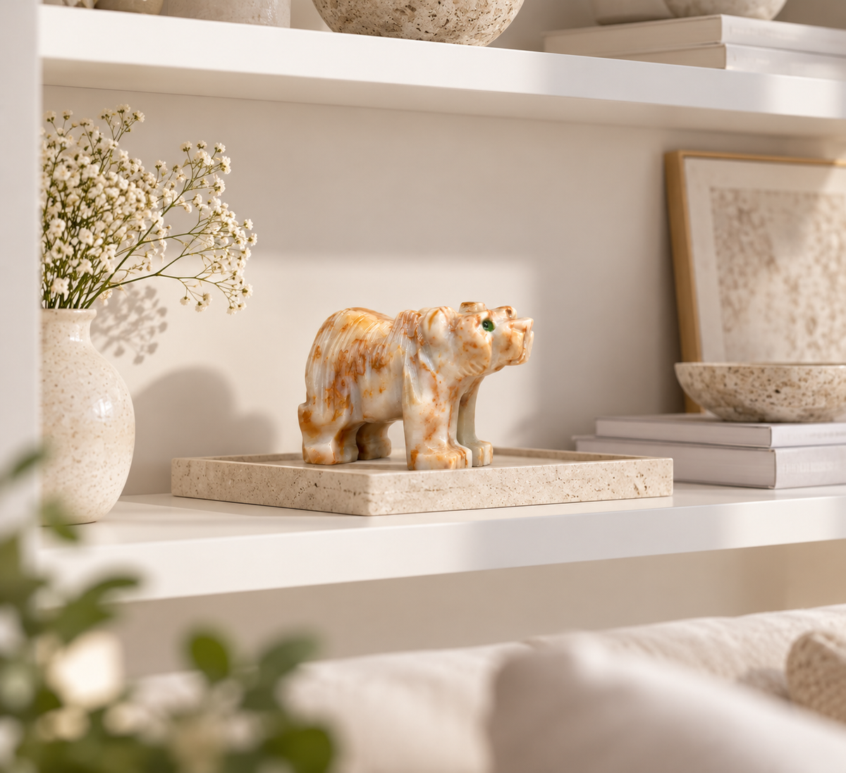 Natural Stone Bear Carving