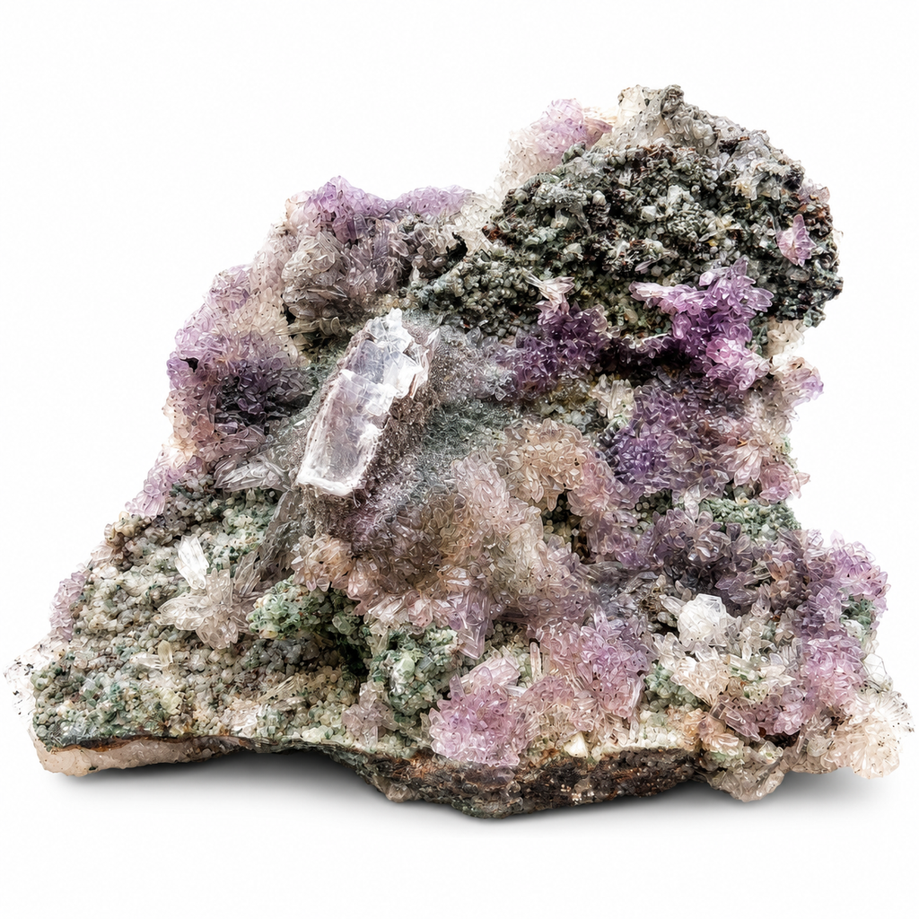 Amethyst with Calcite & Matrix Specimen