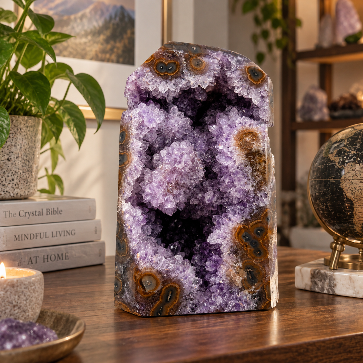 Amethyst & Orbicular Agate Geode – Crystal Specimen