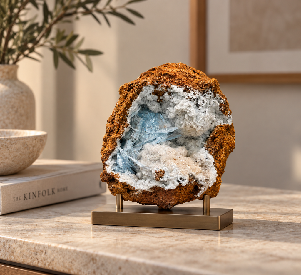Blue Barite Geode Crystal Specimen