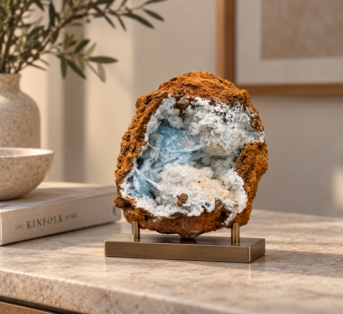 Blue Barite Geode Crystal Specimen