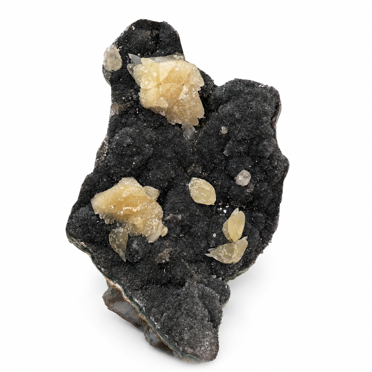 Calcite on Druzy Quartz Matrix