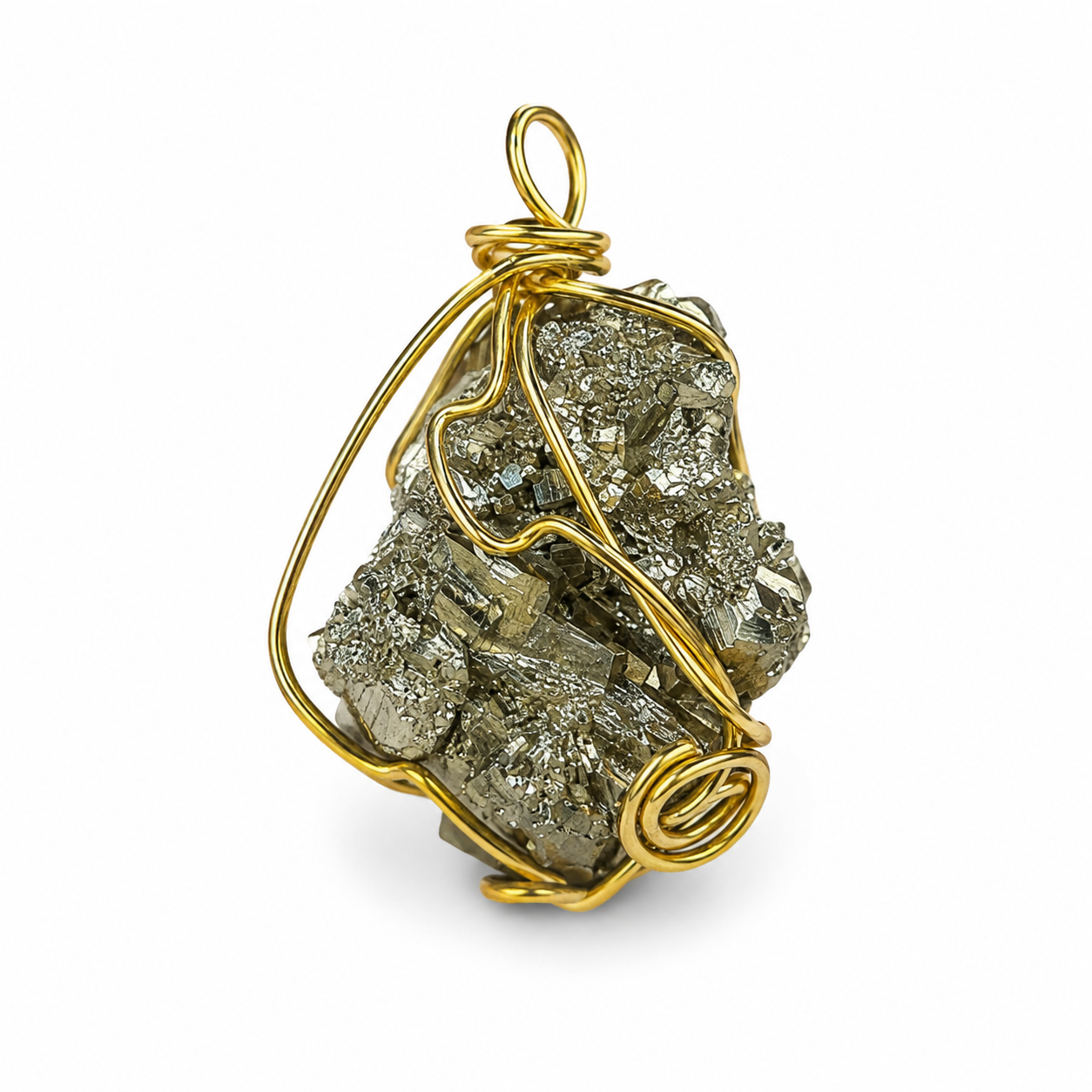Raw Pyrite Wire Wrapped Pendant