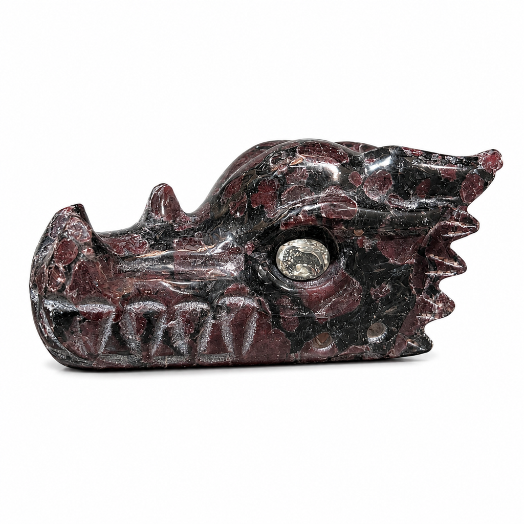 Garnet Dragon Skull Carving