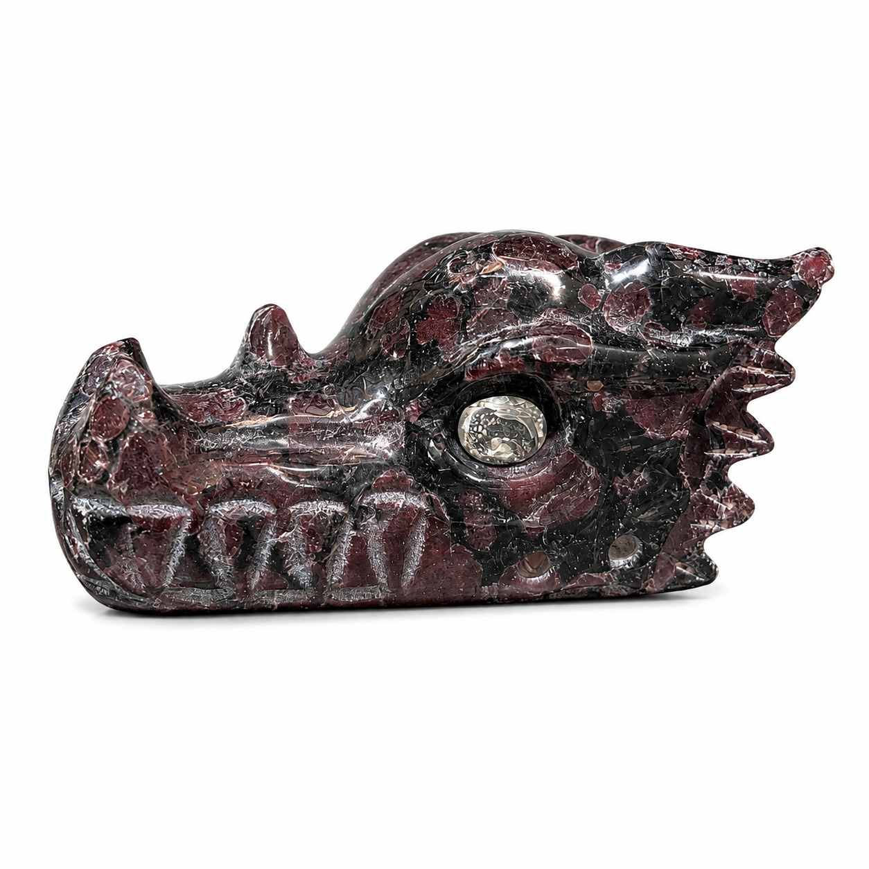 Garnet Dragon Skull Carving