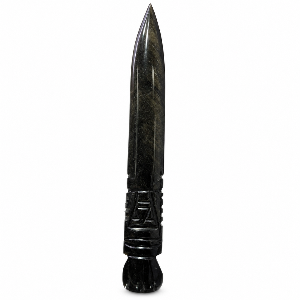 Black Obsidian Athame – Crystal Dagger Carving