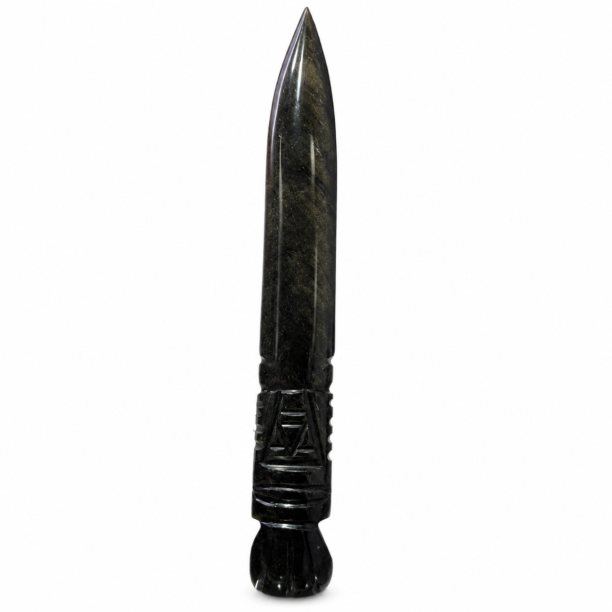 Black Obsidian Athame Dagger Carving