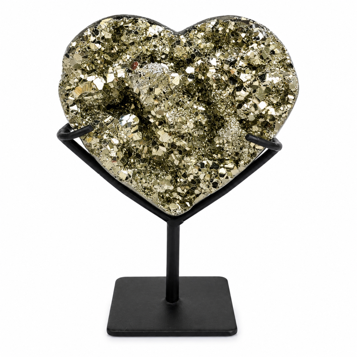 Pyrite Heart on Metal Display Stand